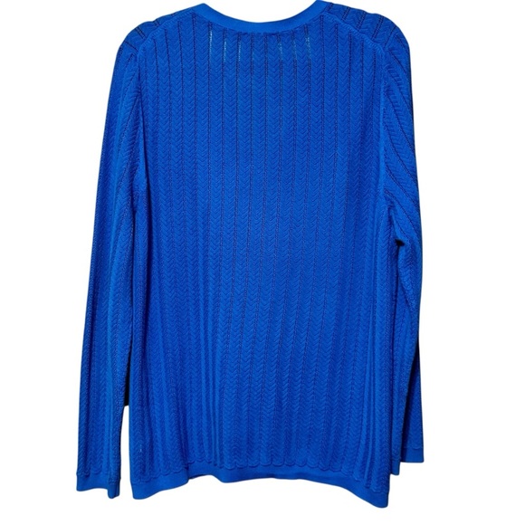 Talbots 100% Pima Cotton Lightweight Pointelle Long Sleeve Button Front Cardigan - Picture 7 of 12